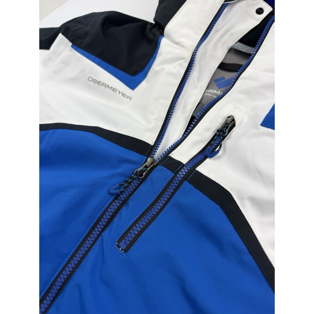 Obermeyer Teen L 14-16 Ski Jacket Blue Black White Hooded Winter Snow Coat Youth - Picture 12 of 16